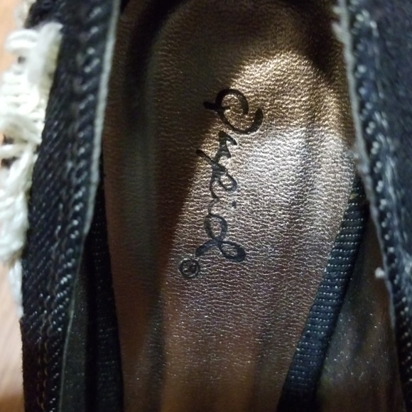 Qupid Black Distressed Denim Heels Platform 8-8.5M - Picture 7 of 8